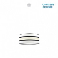 Distribuidor - Lâmpadas Diversas | Colgantes Moderno | COLGANTE KARLA 1XE27 BLANCO/BEIS REGX40X40 CM Ref: 171294001